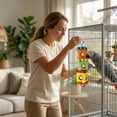 thumbnail image 6 of Multicolor Parrot Wood Building Block Toy with Pinecones for Cage Hanging Play and Grinding Exercise, Multicolor, 6 of 6