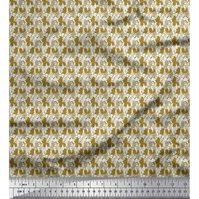 Soimoi Moss Georgette Fabric Flower Artistic Decor Fabric Printed Yard 42 Inch Wide