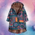 thumbnail image 3 of Women Solid Color Coat Warm Winter Overcoat Fluffy Jacket Button Down Overcoat Long Sleeve Cardigan Windproof Outer Coat, 3 of 5