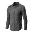 thumbnail image 3 of Men Korean Business Casual Long Sleeve Shirt Anti-Wrinkle Male Social Formal, 3 of 9