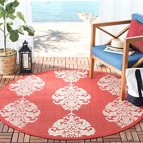 SAFAVIEH Courtyard Collection Area Rug - 6'7" Round, Beige-898754