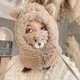 thumbnail image 2 of Gorro con pechera para mujer, de una pieza, otoño e invierno, nueva máscara de oso de terciopelo de cordero, bordado, gorro para la cabeza a prueba de viento para ciclismo, 2 of 2