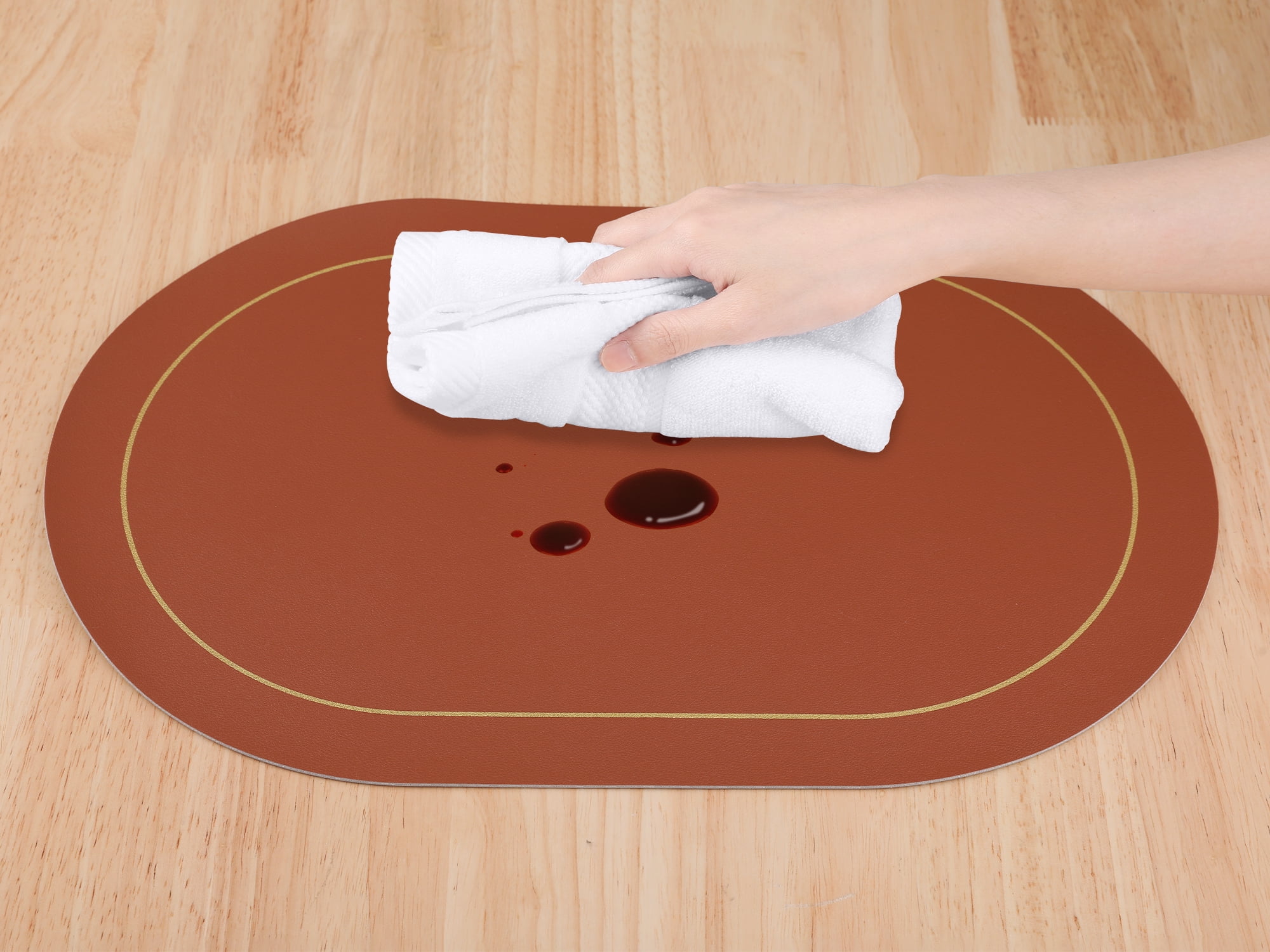 Unique Bargains Faux Leather Placemats for Kitchen Washable Table Placemats 6pk Brown Gray