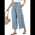 thumbnail image 3 of Pantalones Anchos de Verano para Mujer, Cómodos, Color Azul , Talla S, 3 of 7