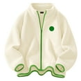 thumbnail image 7 of Zshosam Kids Fleece Jacket Boys Girls Fleece Jacket Full-Zip Fuzzy Fleece Sweatshirt Kids Toddler Windproof Coat Ultra Soft Winter Coat Size 14T 15T,(Beige 14-15 Years), 7 of 7