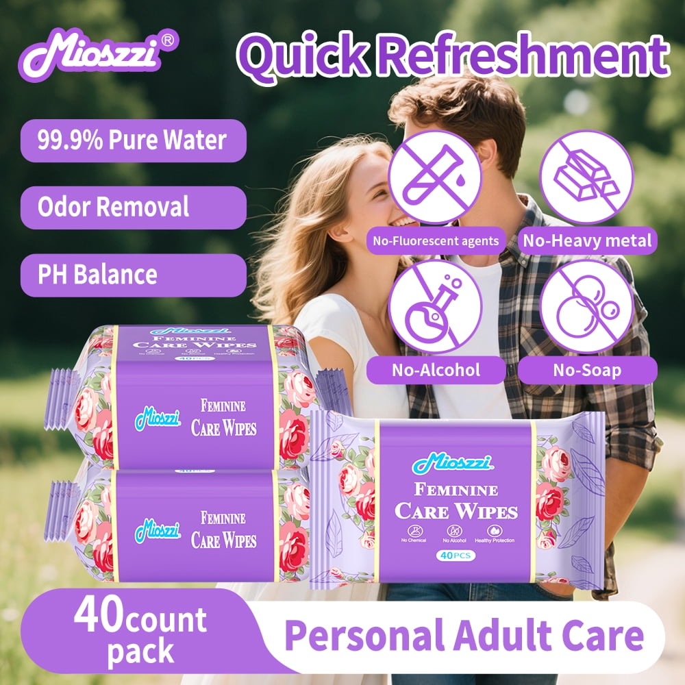 Mioszzi Gentle Daily Feminine Wipes, Hypoallergenic, Alcohol-Free, 6 Packs, 240 Total Count