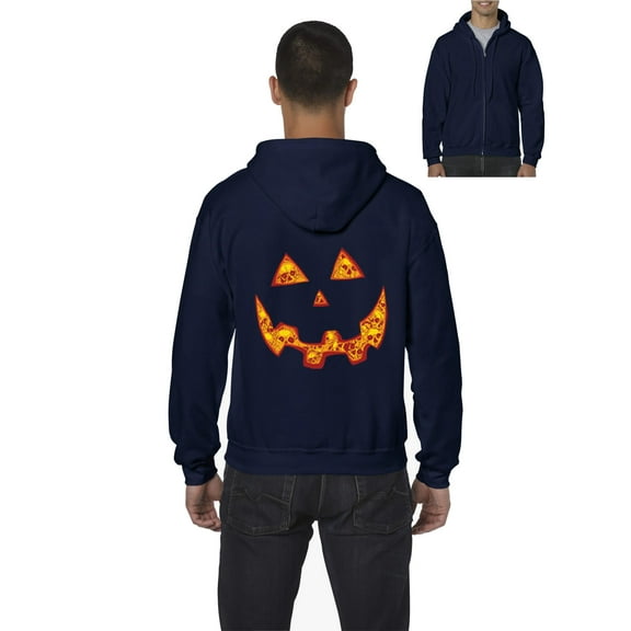 Artix - Men's Sweatshirt Full-Zip Pullover - Halloween Costume Pumpkin Face