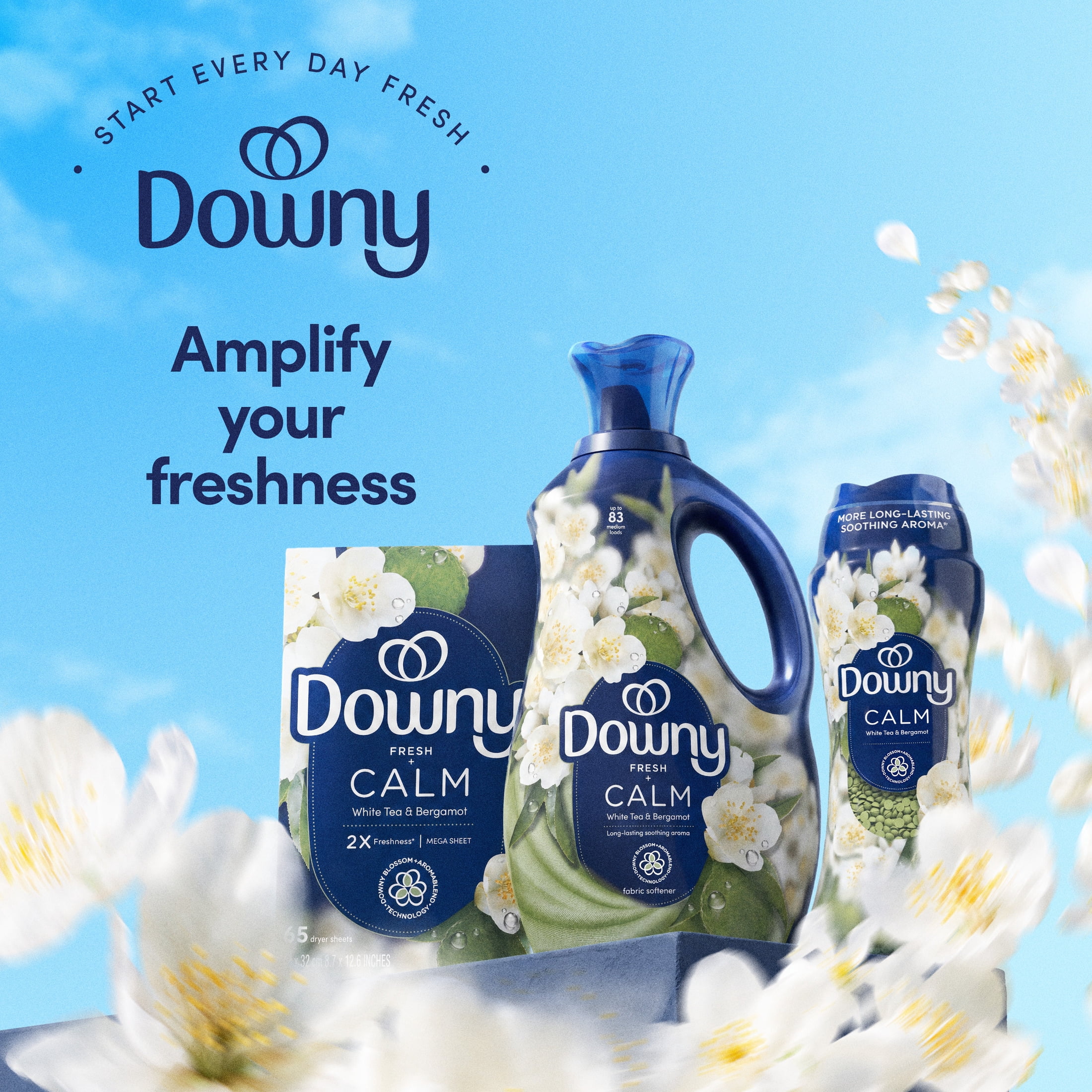 Downy Calm In-Wash Laundry Scent Booster Beads, Soothing White Tea and Bergamot scent, 30.1 oz