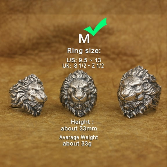 925 Sterling Silver Angry Lion Ring Biker Punk Jewelry TA383 Middle Model US Size 10