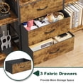 thumbnail image 5 of HIGDBFE Triple Wide 4-Tier Bookshelf, Industrial Open Display Bookcase, 10 Shelves and 3 Fabric Drawers Large Bookshelf for Living Room, Home Office, Rustic Brown, 5 of 9