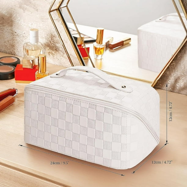 Neceser Cuadrado De Cuero De PU para Mujer Neceser Grande Blanco para Cosmeticos para Hombres Estuche para Cosmeticos Organizador De Viaje Equipaje De Avion para Hombres Y Mujeres Walmart en linea