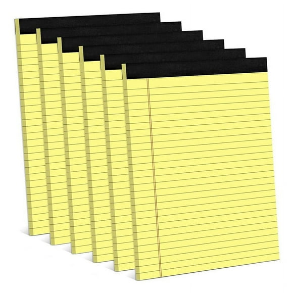 Lot de 6 Blocs-Notes Jaunes 8,5 x 11,75 Po Blocs-Notes Étroits Lignés Lignés Blocs-Notes en Papier Jaune Bloc-Notes Ligné Style Collège