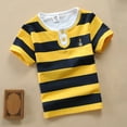 thumbnail image 2 of Kids Striped Shirts Short Sleeve Boy Girls Summer Tee Top Gold 12-13 Years, 2 of 4