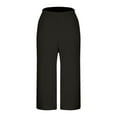 thumbnail image 5 of Womens Cotton Pajama Capris Pants, Wide Leg Loungewear Lightweight Comfy Cropped Sleepwear Pants Yoga Capris for Lady Plus Size Black M, 5 of 6