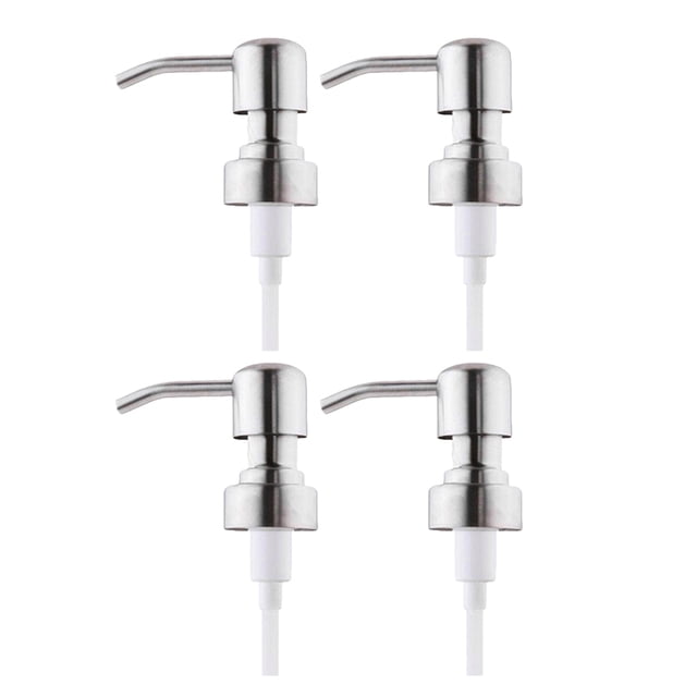 MasteelfCA 4 Pcs Couvercles de Distributeur de Savon en Acier Inoxydable Antirouille Distributeur d'Émulsion de Lotion Remplacement Pompe à Pression Argent