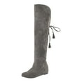 thumbnail image 5 of Povozer Women's Over The Knee Thigh High Boots Lace up Flat Boot Long Riding Boots(Gray,9), 5 of 5