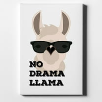 No Drama Llama Cartoon - 11" x 14" - Decorative Canvas Wall Art - White Edge - 5/8" Gallery Wrapped