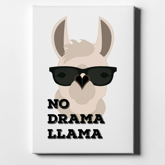 No Drama Llama Cartoon - 11" x 14" - Decorative Canvas Wall Art - White Edge - 5/8" Gallery Wrapped