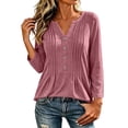 thumbnail image 7 of SETOOFF Womens V Neck Henley Pleated Pullover Long Sleeve Shirts Loose Fit Lightweight Tunic Blouses for Women Dressy Casual Work Business Casual Dailywear Fashion, 7 of 7
