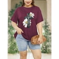 thumbnail image 4 of XCHQRTI Womens Daisy Tshirt Graphic Plus Size Casual Shirt Oversized Short Sleeve Summer Flower Tops, 4 of 8