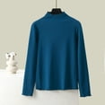 thumbnail image 2 of Women Spring Tops Lightweight Ruffle Mock Neck Solid Color Long Sleeve Undershirt - Half High Neck Ribbed Tops Ribbed Lettuce Trim Soft Base Layer - Fitted Casual Homewear for Women Dark Blue XXXL, 2 of 8