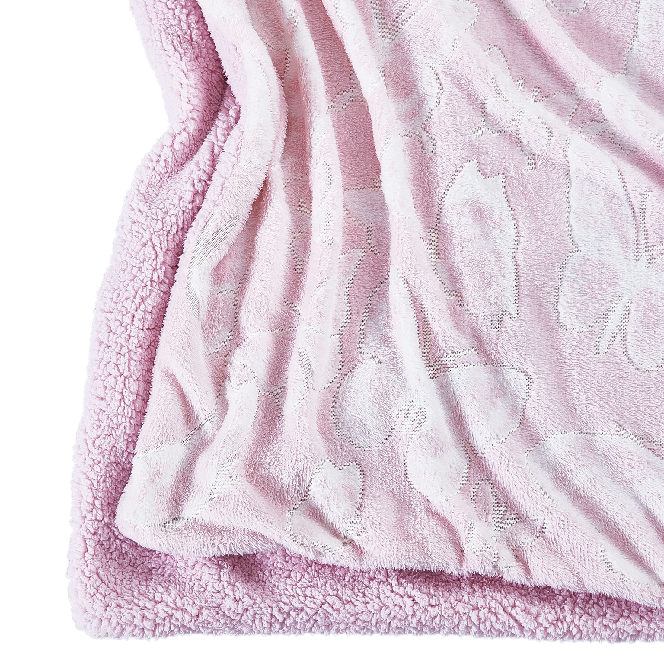 Your Zone, Glow in the Dark Butterfly Sherpa Throw, Pink, Size 50"x 60", Machine Wash, 1 Piece