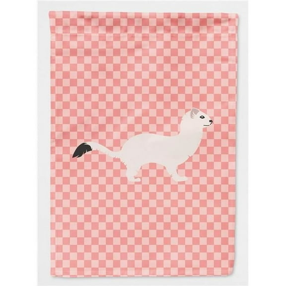 Caroline's Treasures BB7872GF Stoat Short-tailed Weasel Pink Check Flag Garden Size , Small, multicolor