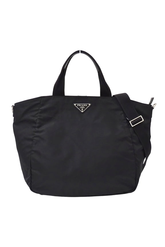 Pre-Owned Prada handbag for women and men, brand name, tote bag, shoulder 2-way, nylon, black,...