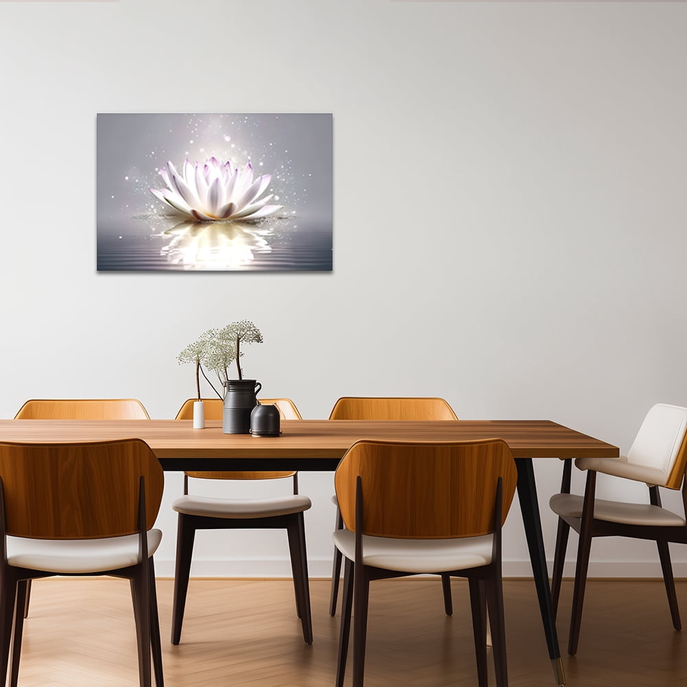 ZHONGYUTONG Lotus Canvas Wall Art White Flower Blooming Picture Print Zen Spa Painting (20"x30")