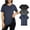 Black+Navy+Dark Grey, variant on Women's 3 pack V-Neck Short Sleeve T-Shirts – Lightweight, Breathable Summer Tops for Casual, Workout, or Everyday Wear