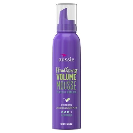 Aussie Headstrong Volume Mousse with Bamboo & Kakadu Plum For Fine Hair, 6.0 fl