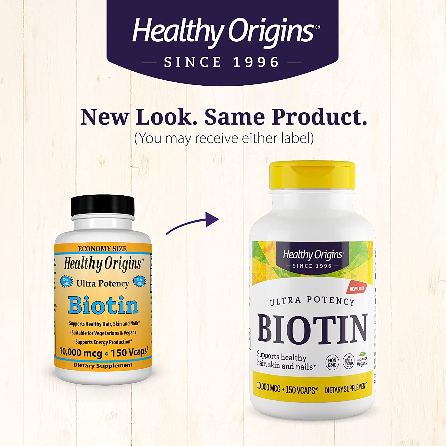 Healthy Origins Biotin 10,000 mcg (USP Grade, Non-GMO, Gluten Free, Hair Support, Nail Support), 150 Veggie Caps