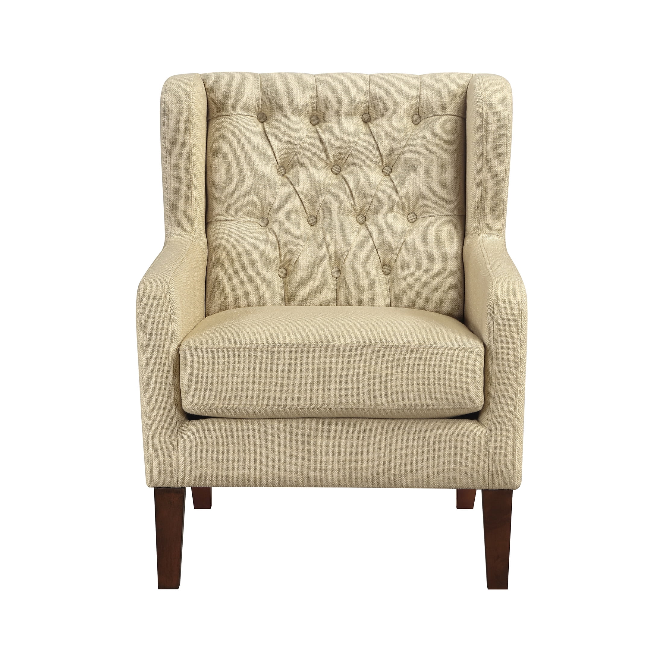 OakvillePark Varen Textured Fabric Buttom-Tufted Wing Back Accent Chair, Beige