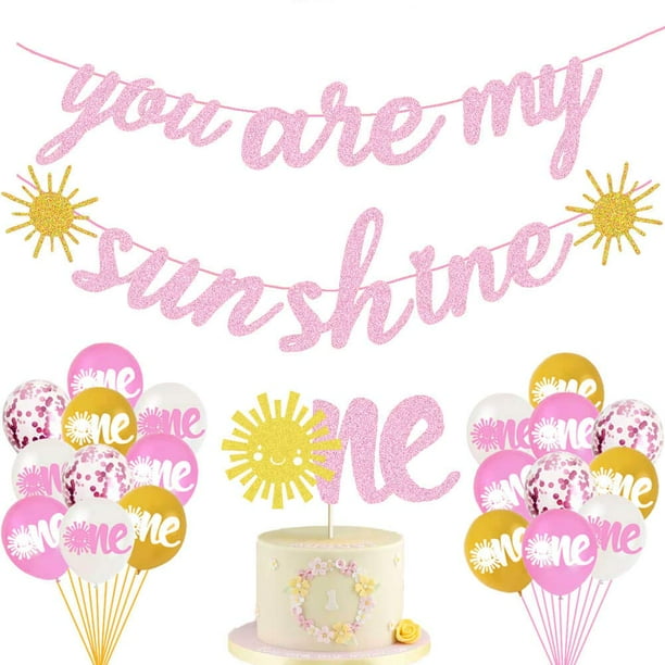 Sunshine 1st Birthday Party Supplies Pink Glittery You Are My Sunshine
