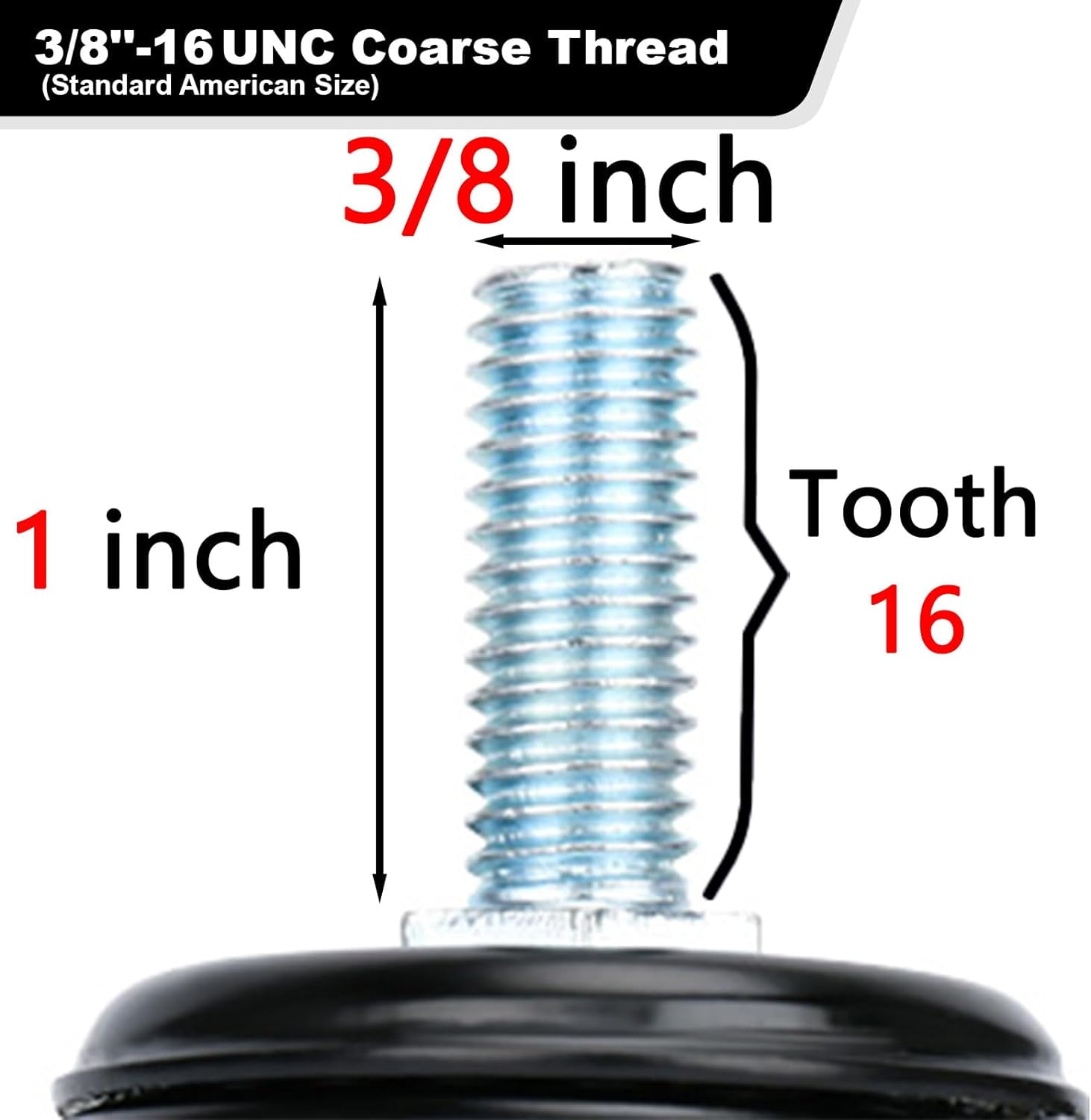 2" Stem Caster Wheels with Safety Dual Locking 600Lbs Heavy Duty Threaded Stem Casters No Noise Swivel Castors with Brakes 3/8"- 16 x 1 (Set of 4)