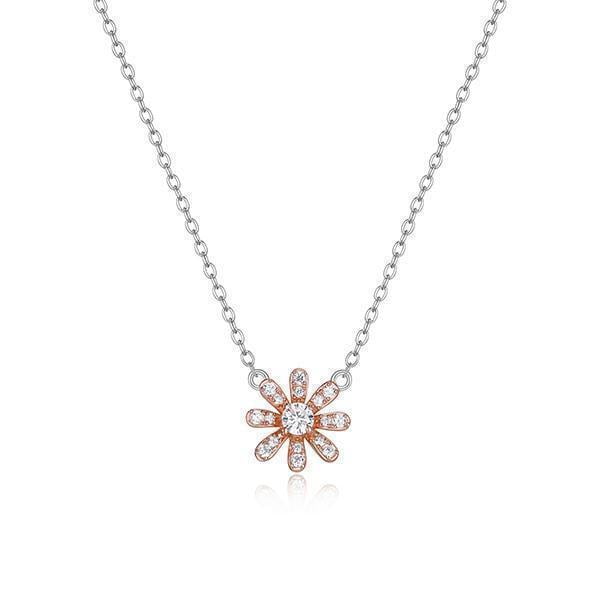 Diamondlite Collier Fleur de Marguerite en Zircon Cubique - Or Rose