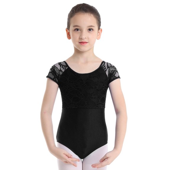 TiaoBug Girls Ballet Dance Gymnastics Leotard Floral Lace Jumpsuit 2-14
