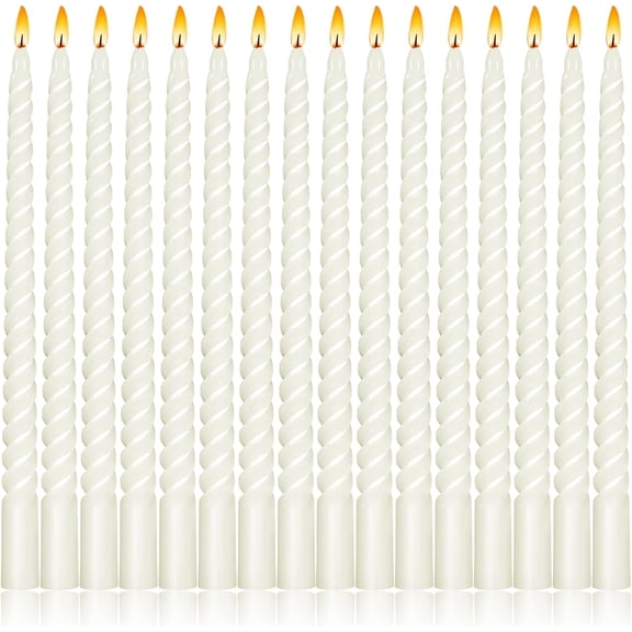 16 PCS Spiral Taper Candles,White Spiral Candle,10 Inch Twisted Taper Candles,Unscented Twisted Candlesticks,Dripless Long Candle Sticks for Wedding,Party,Dinner and Home Decoration