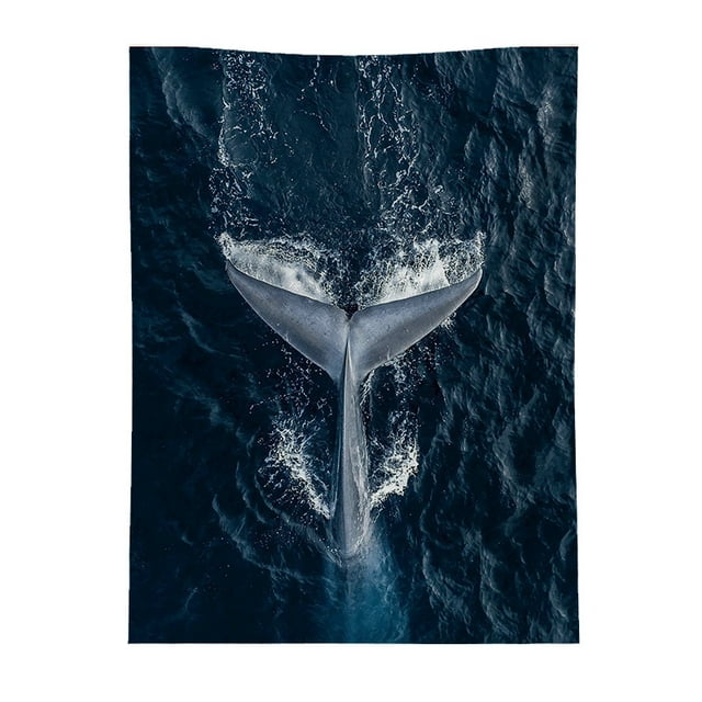Tapestry Ukiyoes Whale Wall de fibra de 150 x 130 cm