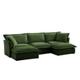 thumbnail image 5 of Convertible 3 Seater Deep Seat Sofa , Chenille Sectional Sofa Couch with Slip-cover and 2 Ottomans, Comfortable U Shape Couch with Back Cushion and Pillow for Living Room, Apartment, Green, 5 of 7