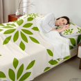 thumbnail image 4 of Manfei Dahlia Floral Queen Sheets, Green Flower Queen Sheet Sets, Gray Reversible 4pcs1 Flat Sheet + 1 Fitted Sheet + 2 Pillowcases, 4 of 6