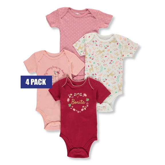 Koala Baby Baby Girls' 4-Pack Bonita Bodysuits Color: periwinkle Size: 9 - 12 months