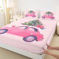 thumbnail image 3 of Manfei Girls Pink Car Twin Sheet Sets,Merry Xmas Twin Fitted Sheet,Chic Christmas Tree Gifts Flat Sheet For Kids,Microfiber Bedroom Decor,3 Pieces, 3 of 7