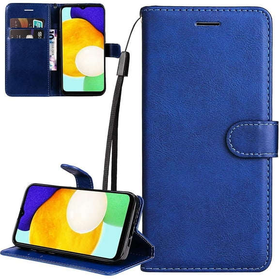 Retro Solid Color Wallet Case for Xiaomi Redmi 10C, Business Fashion PU Leather w/Kickstand with Card Holder Flip Phone Cover for Xiaomi Redmi 10C CS Blue