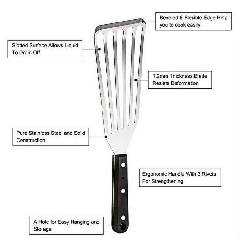 Stainless Steel Fish Spatula, Wooden Handle Fish Spatula, Slotted Turner,  Kitchen Metal Spatula for Frying