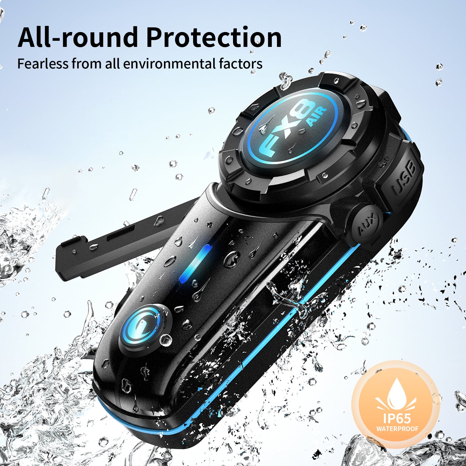 Fodsports Motorcycle Bluetooth Headset Helmet Intercom 2-way 1200M Interphone black