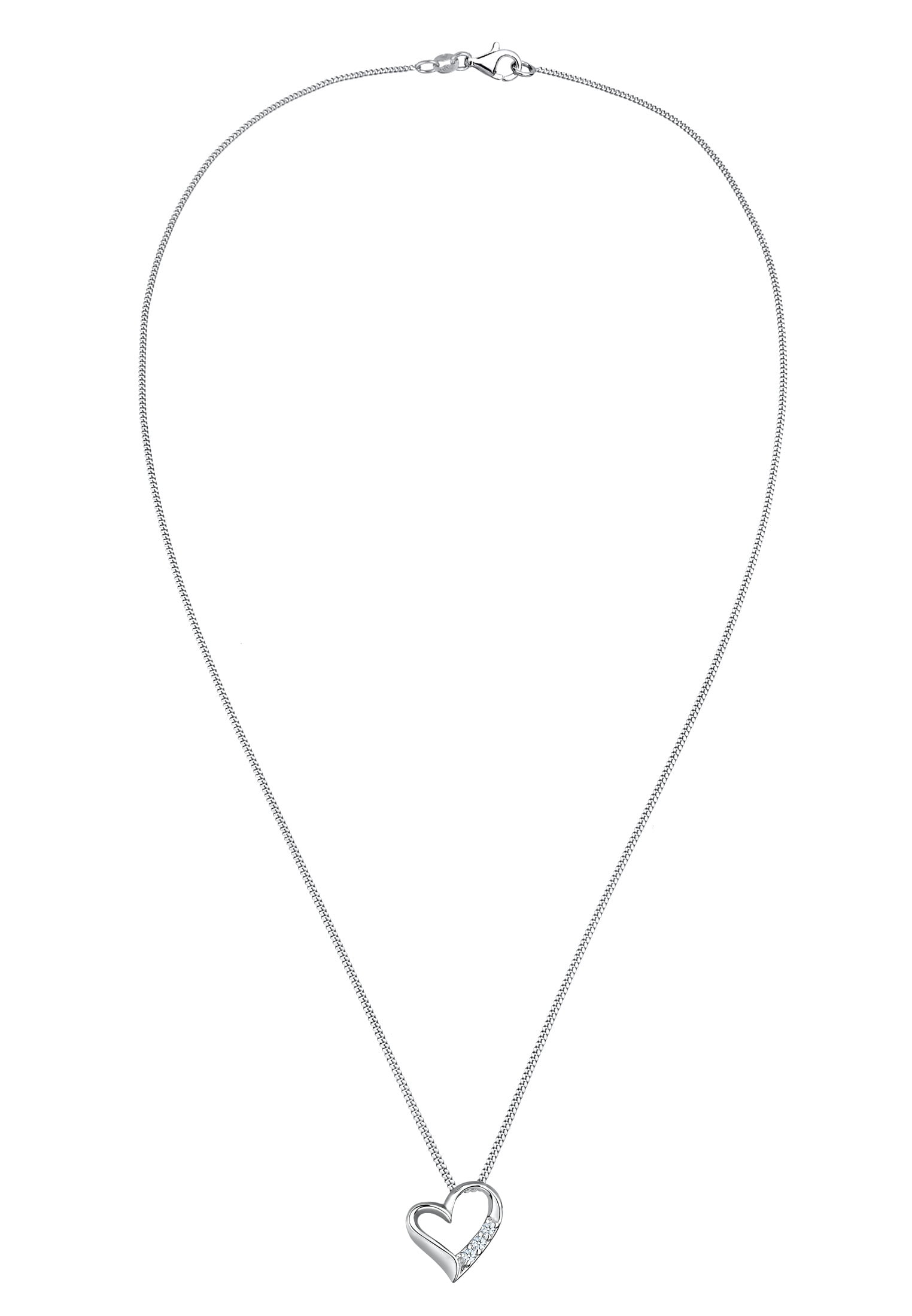 Elli by Julie & Grace Women 18" Diamond (0.04 ct.) Heart Necklace 925 Silver