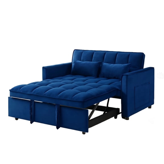 Gewnee 53" Velvet Loveseat, 3 in 1 Convertible Sleeper Sofa & Pull Out Couch