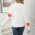 thumbnail image 5 of Htigea Womens Sweaters Cute Heart Graphic Pullover Crewneck Long Sleeve Tops Fall Winter Casual Knit Sweater White S, 5 of 9