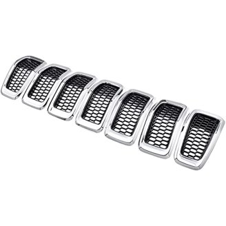 APS Stainless Steel Grille Insert For Jeep Wrangler JK 2007-2018 - 8x6 Vertical Billet Chrome Overlay